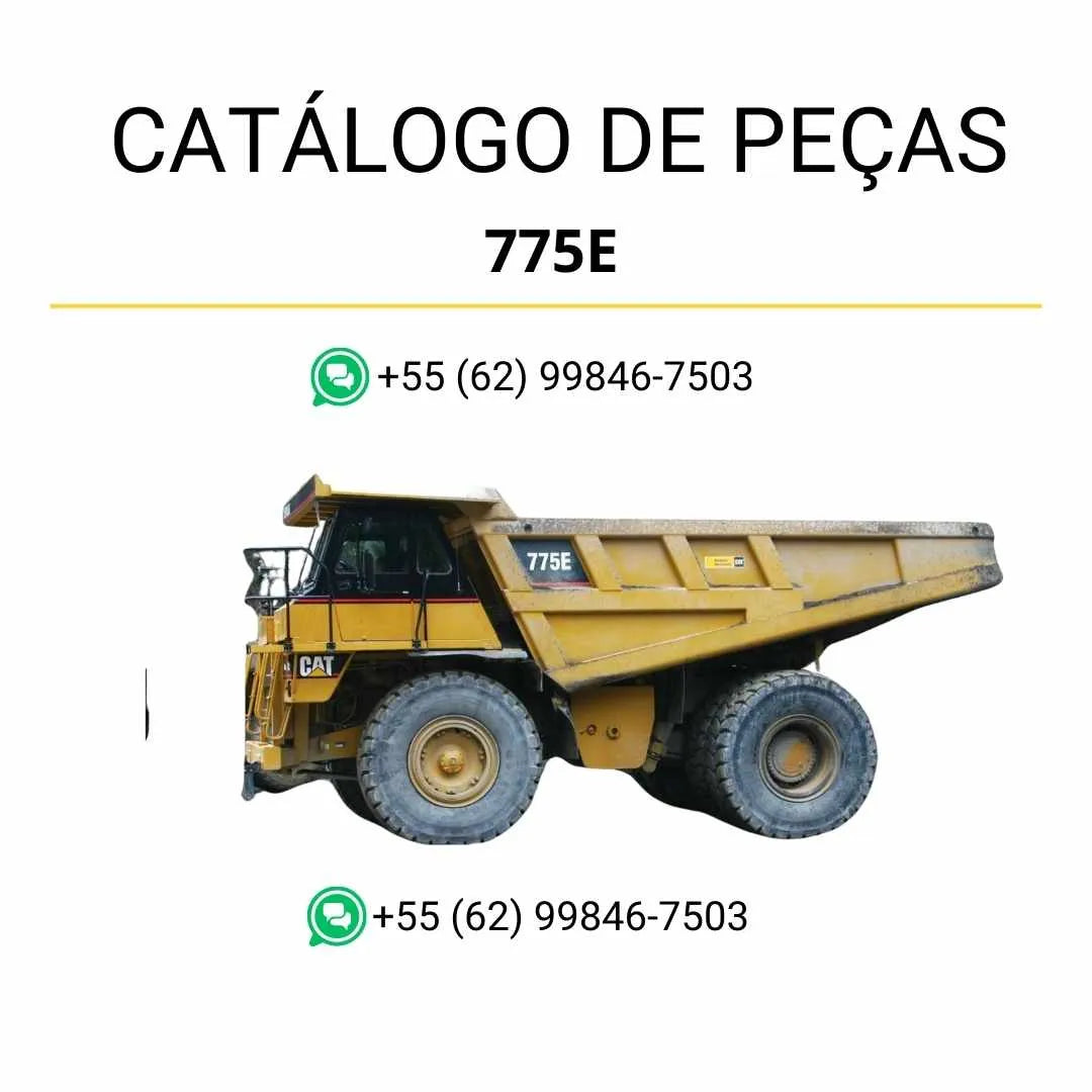 Catálogo de peças Caterpillar 775E em PDF com ilustrações técnicas detalhadas e lista completa dos componentes originais do caminhão basculante.