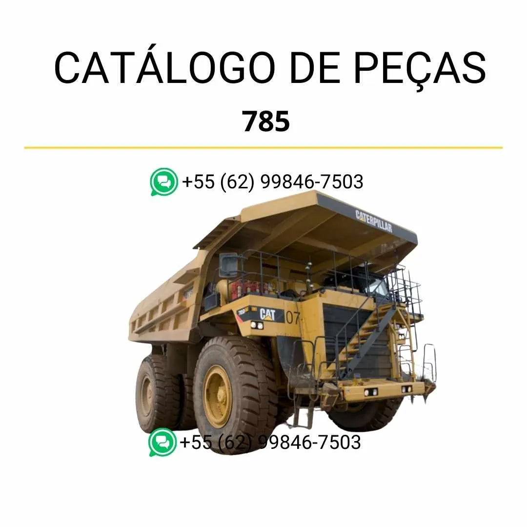 Catálogo de peças Caterpillar 785 em PDF com diagramas detalhados e identificação completa dos componentes originais do caminhão basculante.