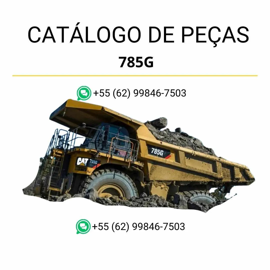 Catálogo de peças Caterpillar 785G em PDF com diagramas detalhados e identificação completa dos componentes originais do caminhão basculante.