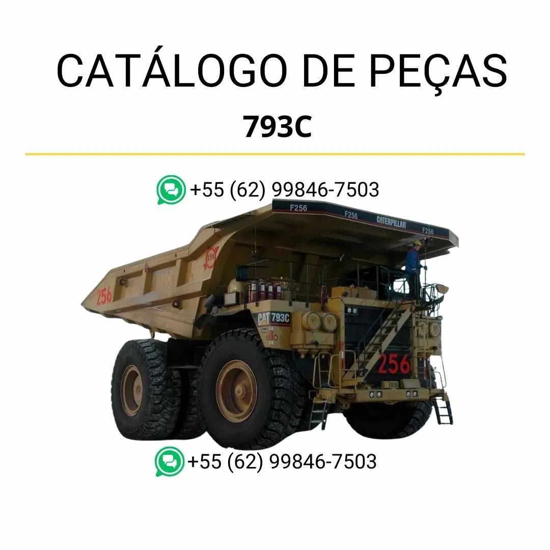 Catálogo de peças Caterpillar 793C em PDF com diagramas detalhados e identificação completa dos componentes originais do caminhão basculante.