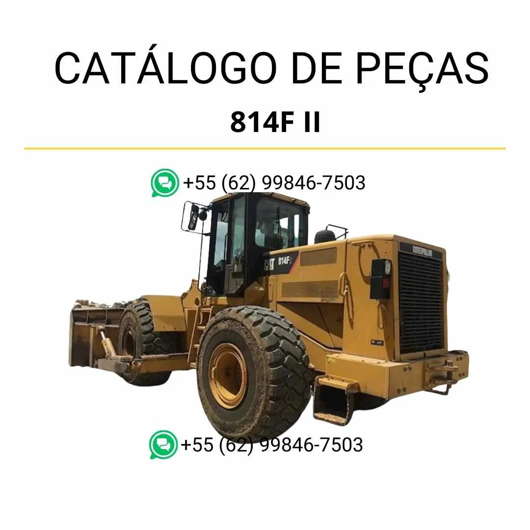 Catálogo de peças Caterpillar 814F II em PDF com diagramas técnicos detalhados e lista completa de componentes originais para reposição.