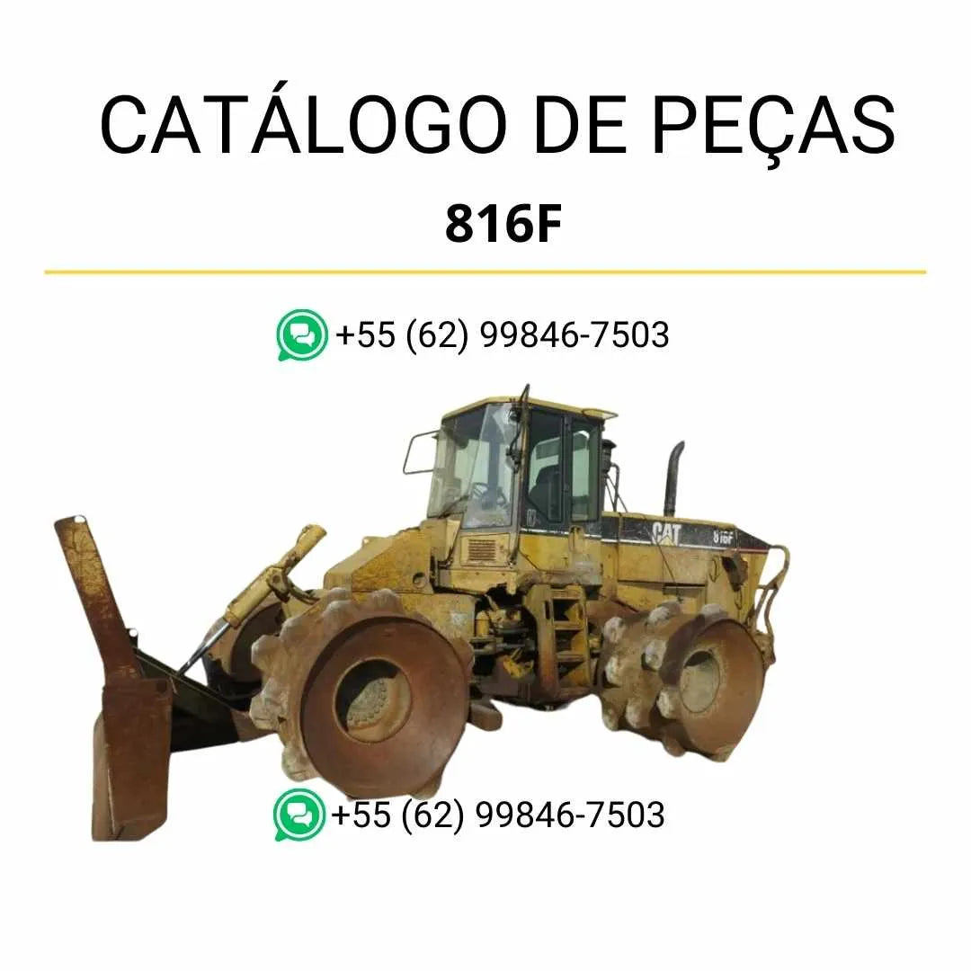 Catálogo de peças Caterpillar 816F em PDF com ilustrações detalhadas e lista completa de componentes do compactador de aterro.