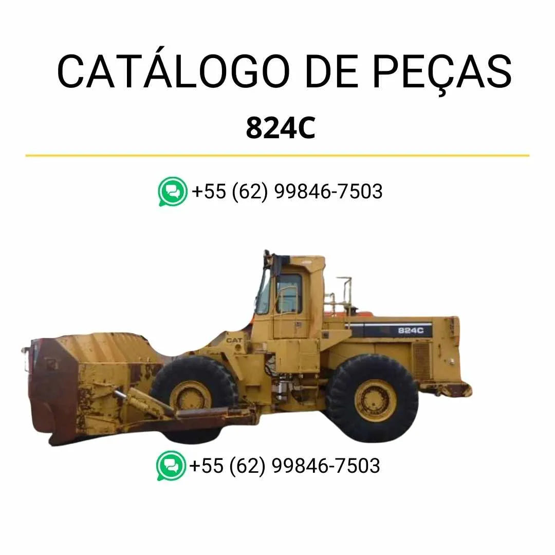 Catálogo de peças Caterpillar 824C em PDF com diagramas técnicos detalhados e lista completa de componentes originais para reposição.