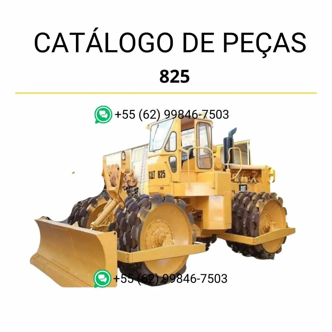 Catálogo de peças Caterpillar 825 em PDF com diagramas ilustrados e códigos originais do compactador de solo.