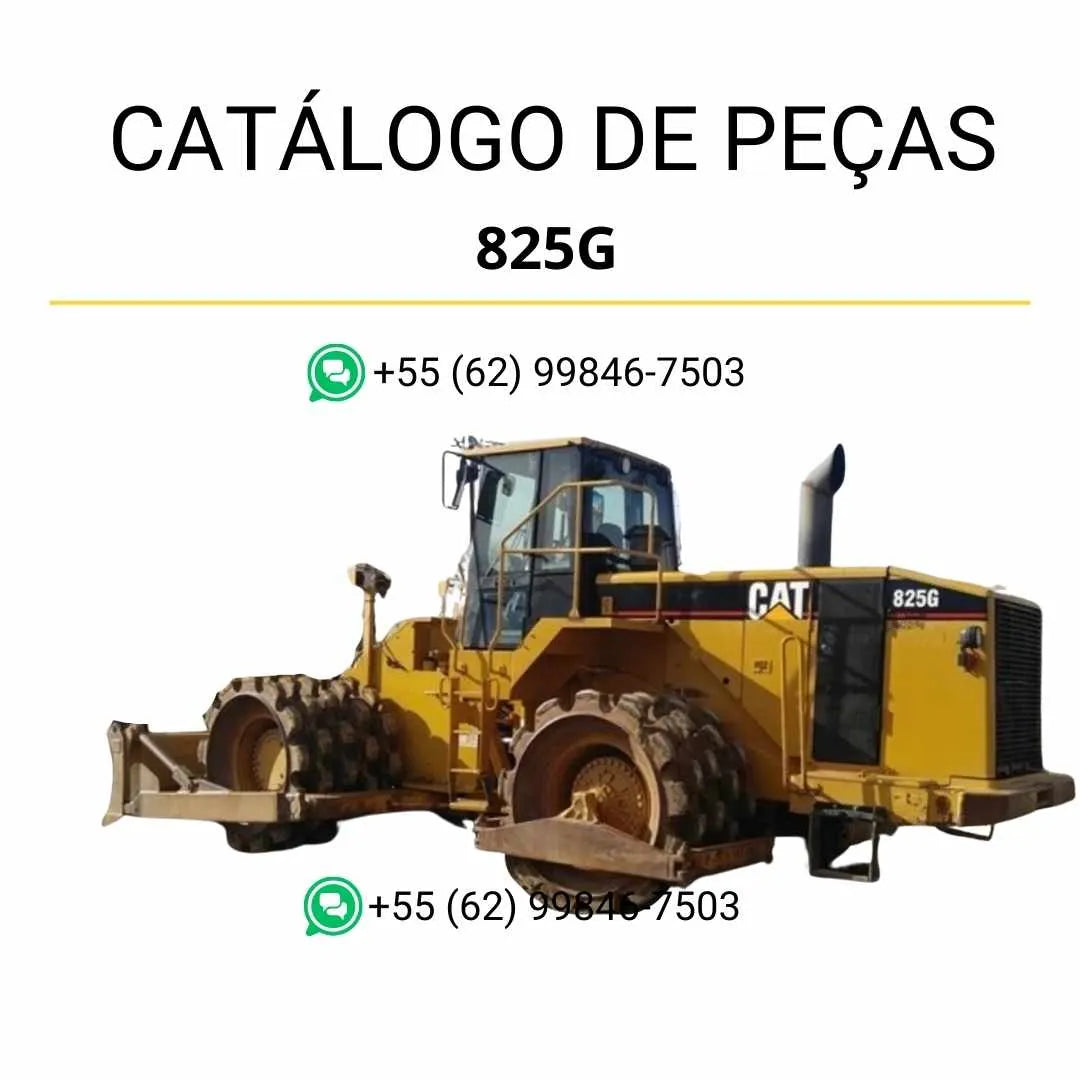Catálogo de peças Caterpillar 825G em PDF com diagramas detalhados e lista completa de componentes do compactador de solo.