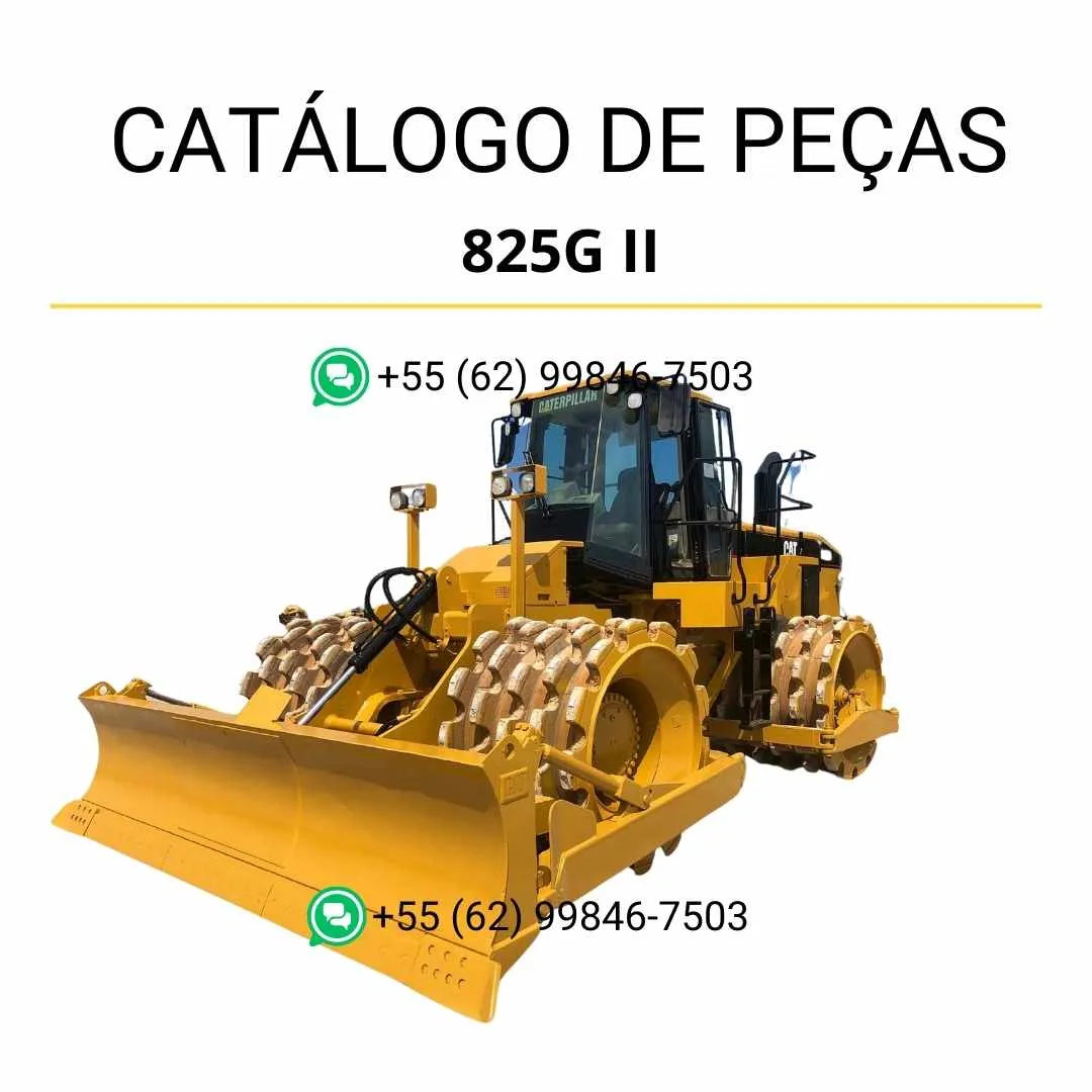 Catálogo de peças Caterpillar 825G II em PDF com ilustrações técnicas e códigos originais do compactador de solo.