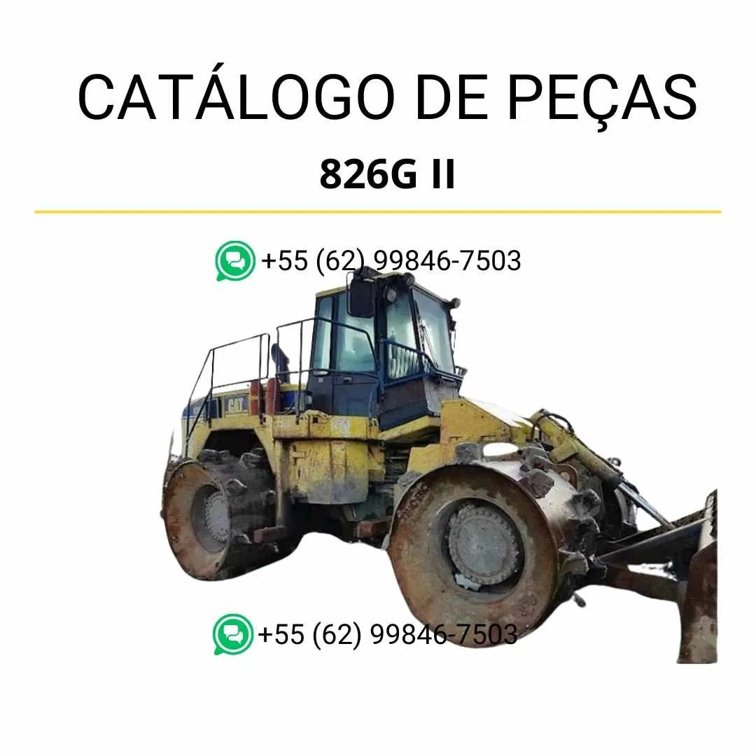 Catálogo de peças Caterpillar 826G II Compactador de Aterro em PDF com ilustrações técnicas e lista detalhada de componentes originais.