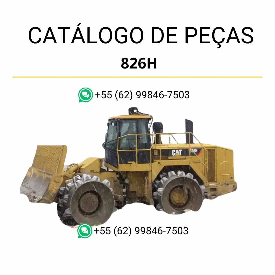 Catálogo de peças Caterpillar 826H Compactador de Aterro em PDF com diagramas técnicos detalhados e lista completa de componentes originais.