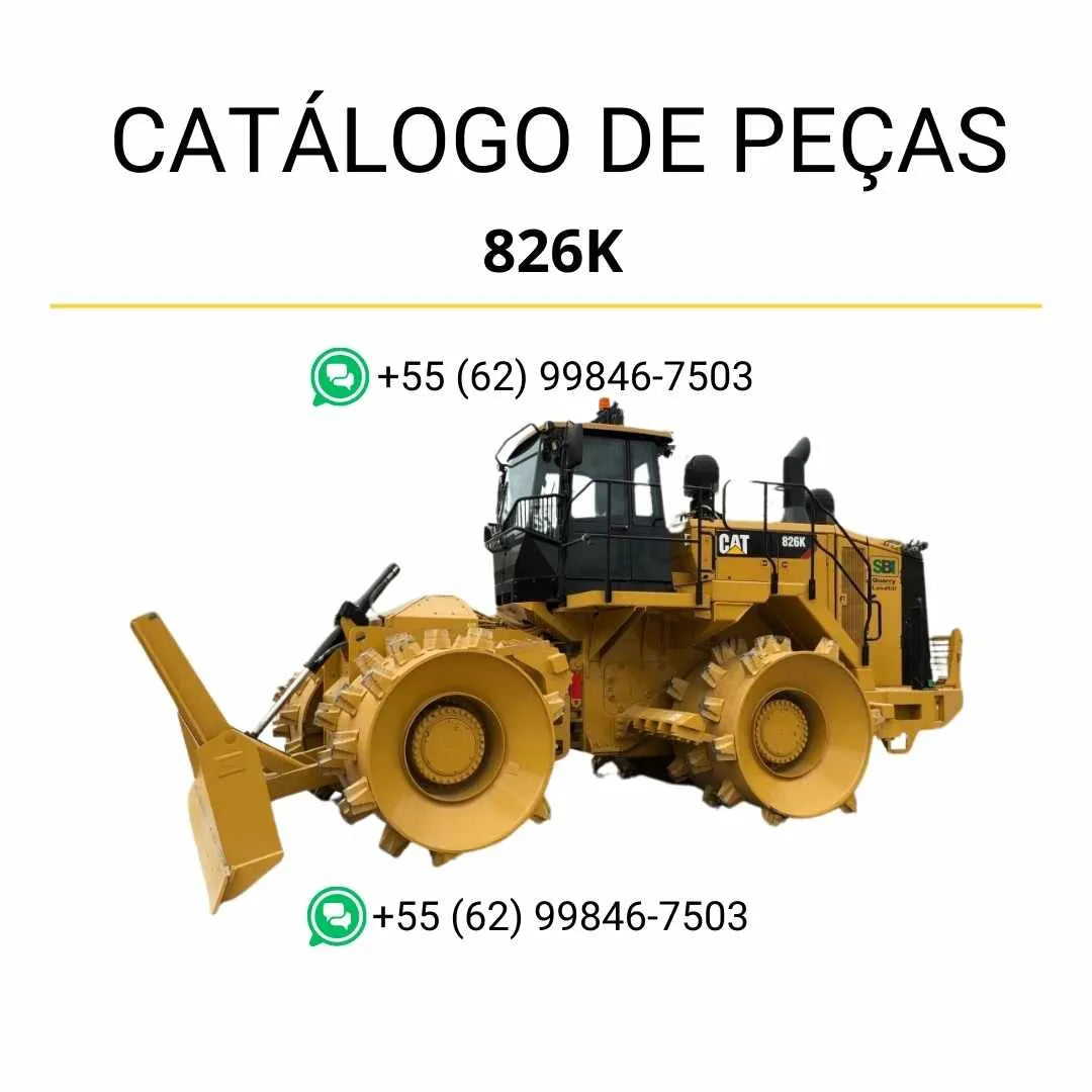 Catálogo de peças Caterpillar 826K Compactador de Aterro em PDF com ilustrações técnicas detalhadas e lista completa de componentes originais.
