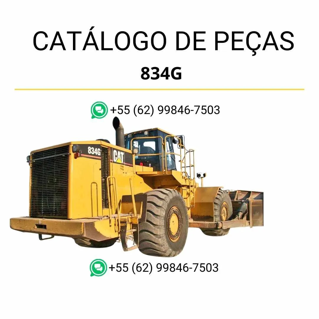 Catálogo de peças Caterpillar 834G em PDF com diagramas técnicos e lista completa dos componentes originais do trator de rodas.