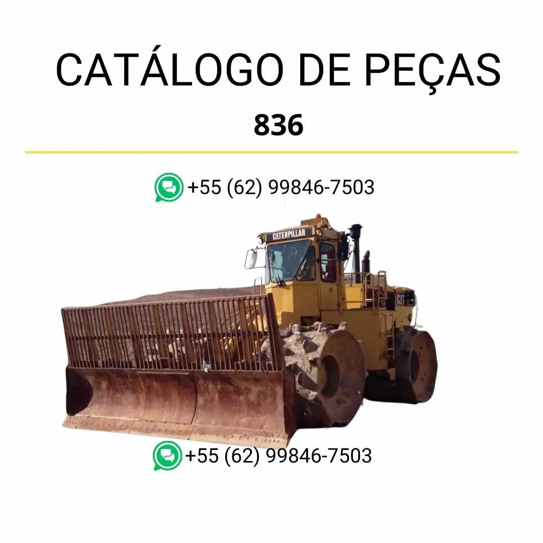 Catálogo de peças Caterpillar 836 Compactador de Aterro em PDF com diagramas técnicos completos e lista detalhada de componentes originais.