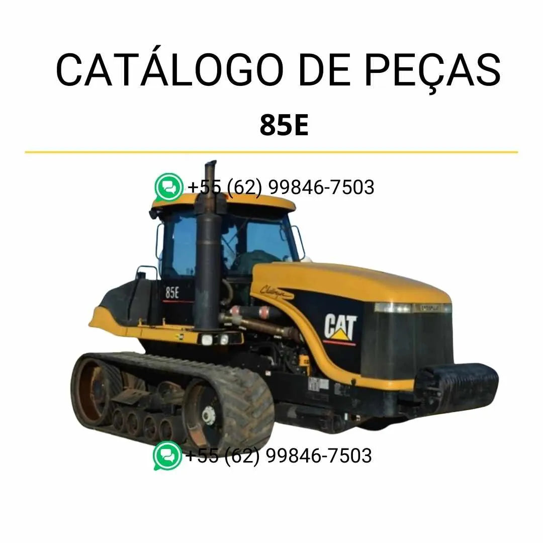 Catálogo de peças Caterpillar 85E Challenger em PDF com diagramas ilustrados e identificação completa dos componentes do trator agrícola Challenger.