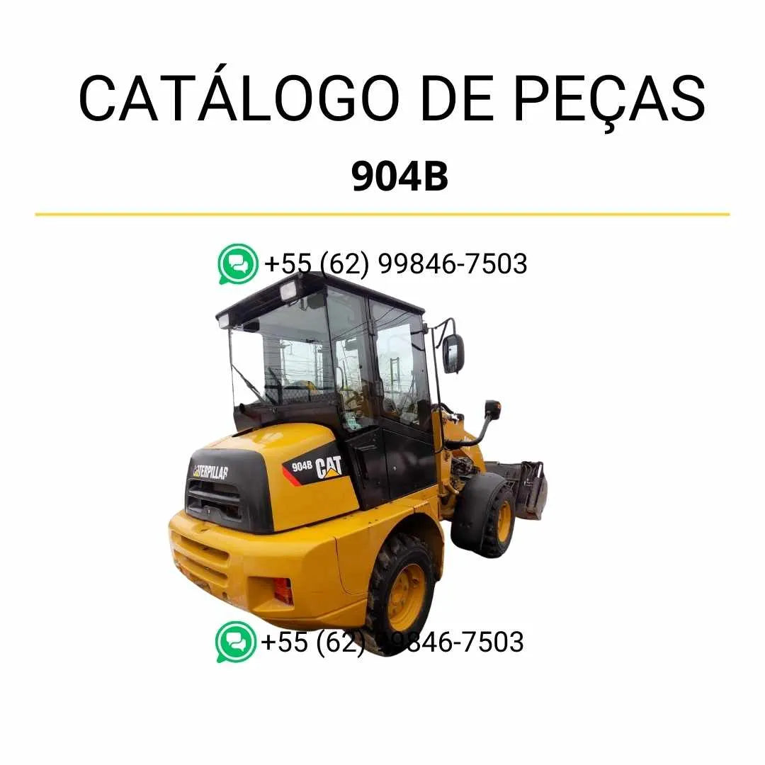 Catálogo de peças Caterpillar 904B em PDF, carregadeira de rodas compacta com ilustrações detalhadas e lista completa de componentes originais.