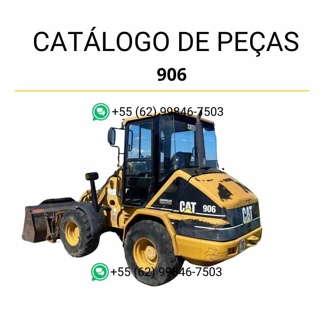 Catálogo de peças Caterpillar 906 em PDF com ilustrações técnicas detalhadas e relação completa de componentes da carregadeira compacta.