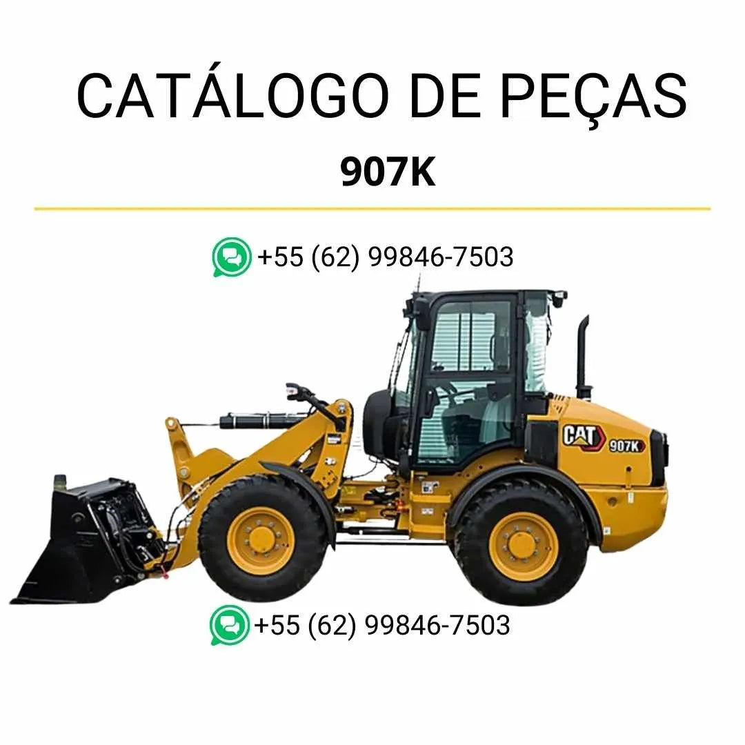 Catálogo de peças Caterpillar 907K em PDF com ilustrações técnicas precisas e relação completa dos componentes da carregadeira de rodas.