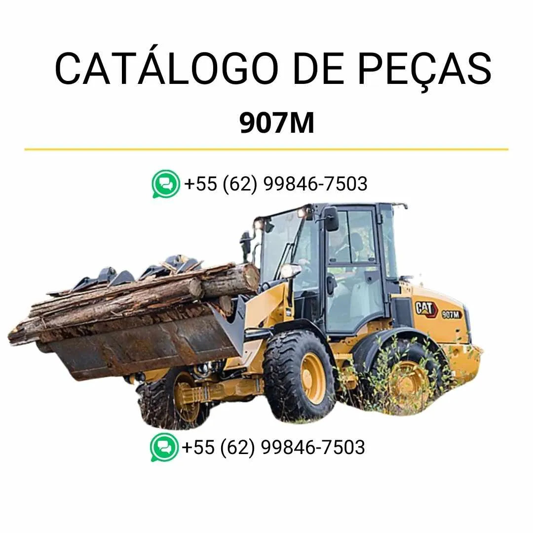 Catálogo de peças Caterpillar 907M em PDF com diagramas técnicos detalhados e lista completa de componentes da carregadeira de rodas compacta.