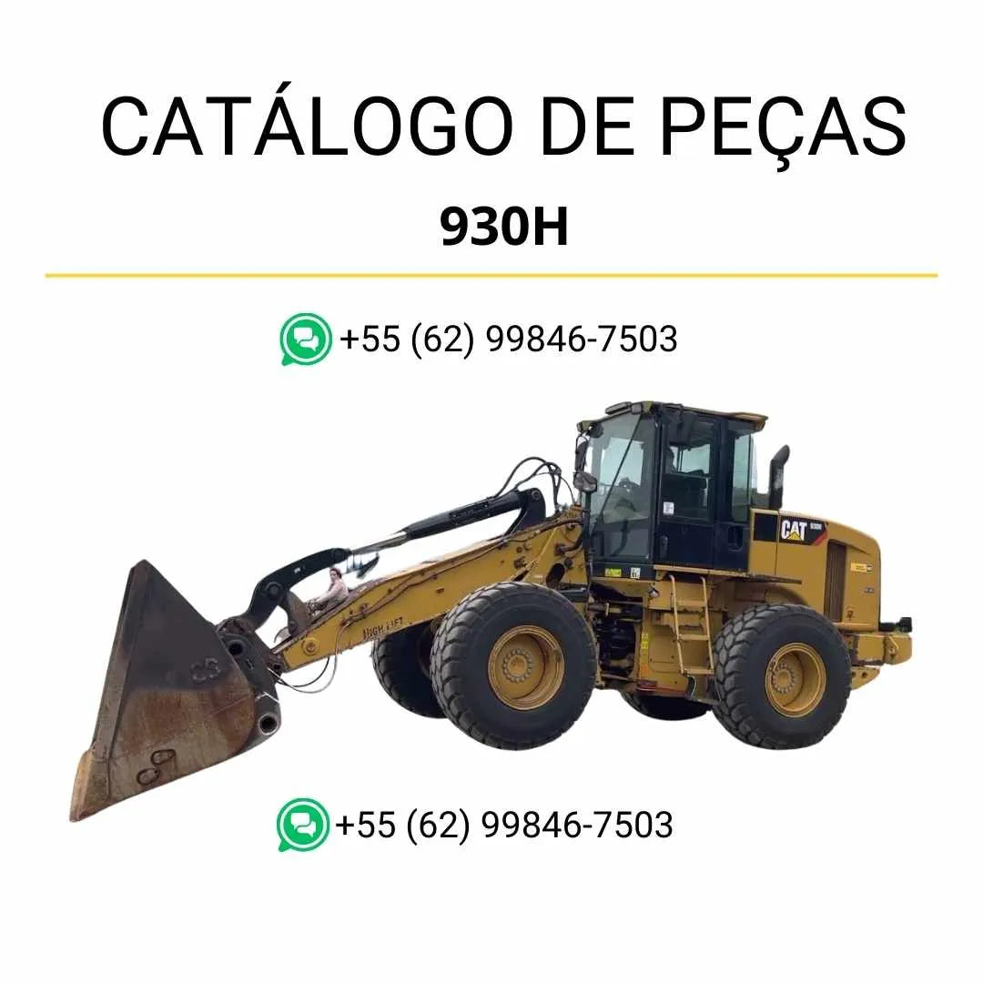 Catálogo de peças Caterpillar 930H em PDF com ilustrações técnicas e lista detalhada de componentes originais.
