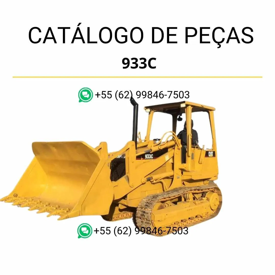 Catálogo de peças Caterpillar 933C em PDF com diagramas detalhados e identificação completa de componentes originais da máquina.