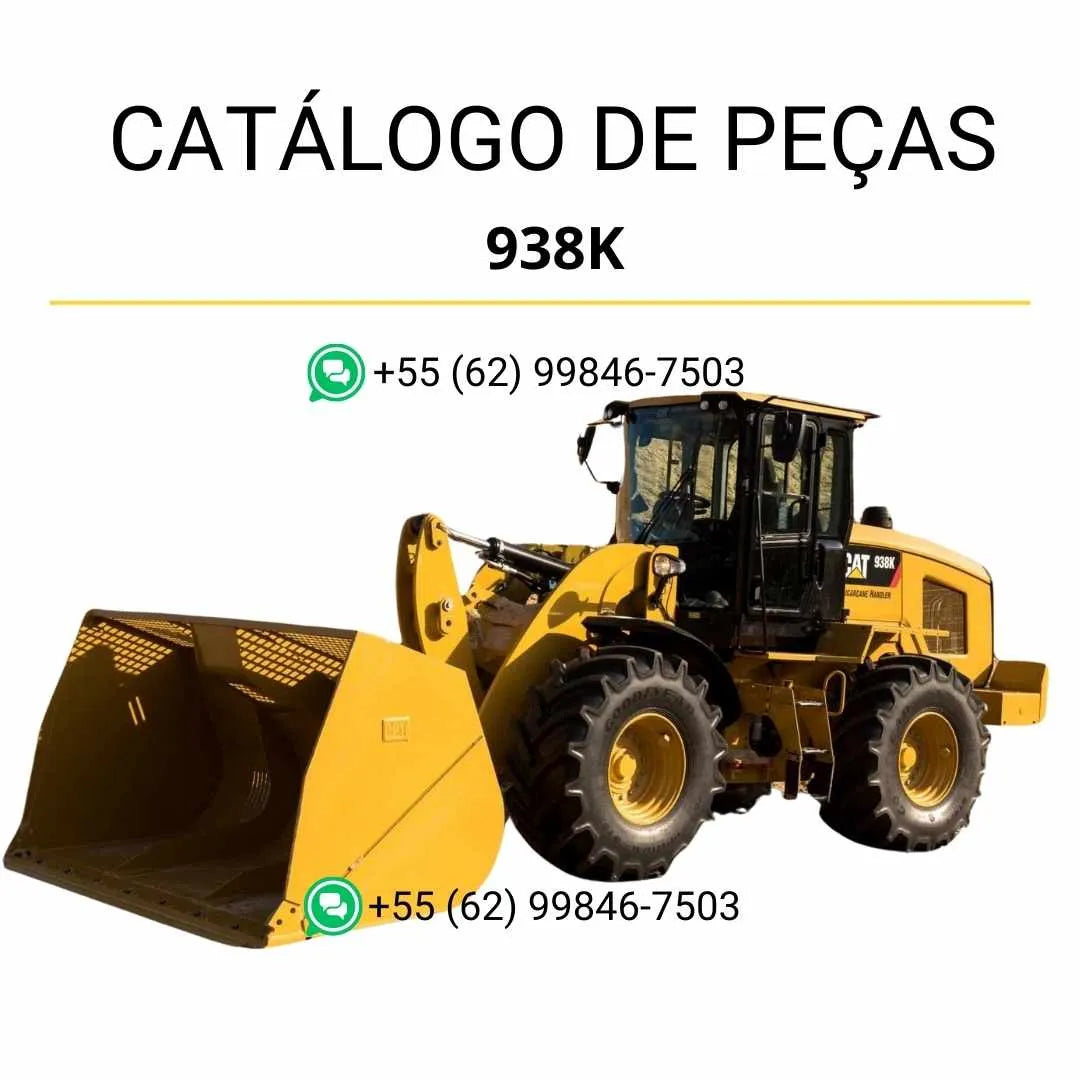 Catálogo de peças Caterpillar 938K em PDF com ilustrações técnicas detalhadas e relação completa dos componentes originais da carregadeira de rodas.
