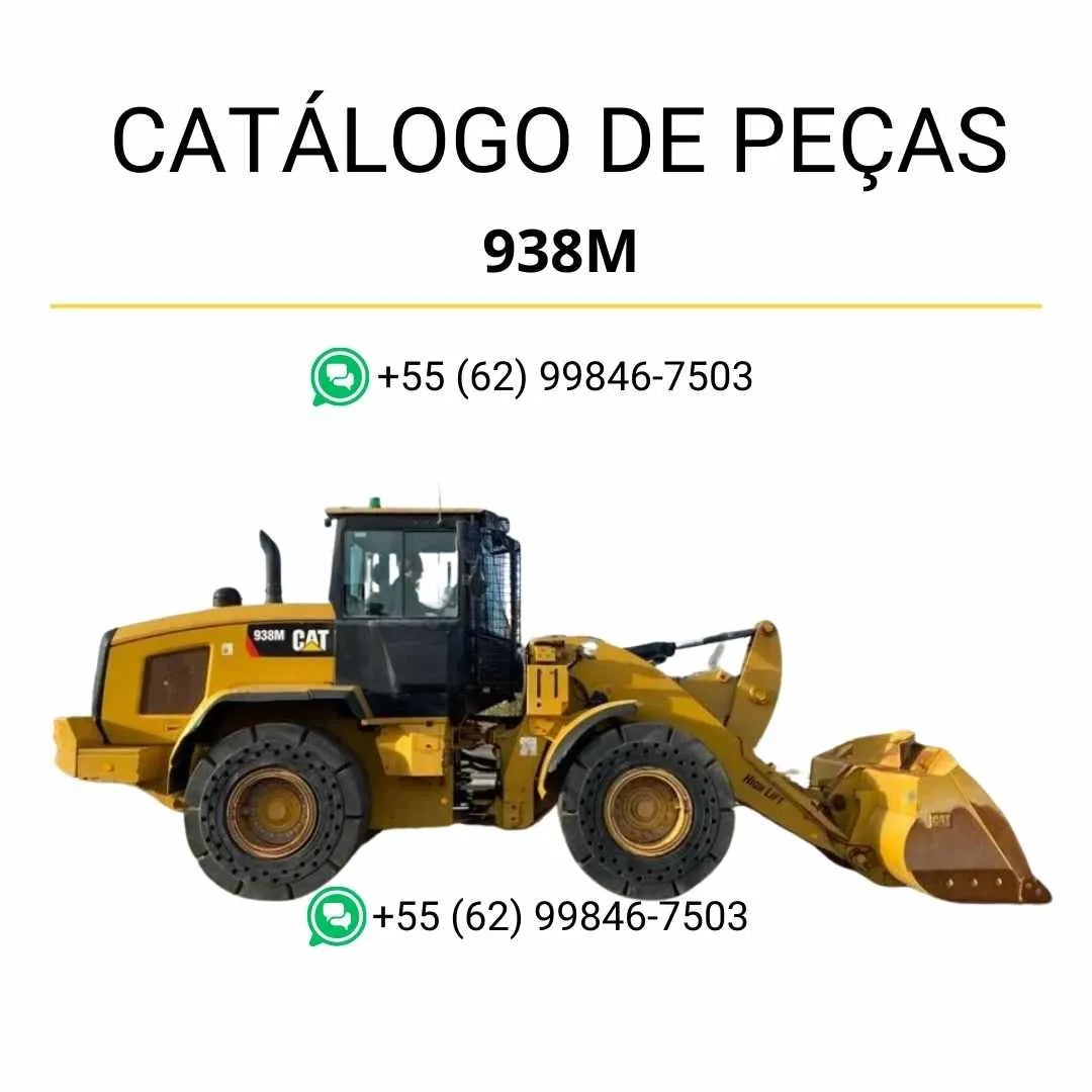 Catálogo de peças Caterpillar 938M em PDF com diagramas detalhados e relação completa dos componentes originais da carregadeira de rodas.