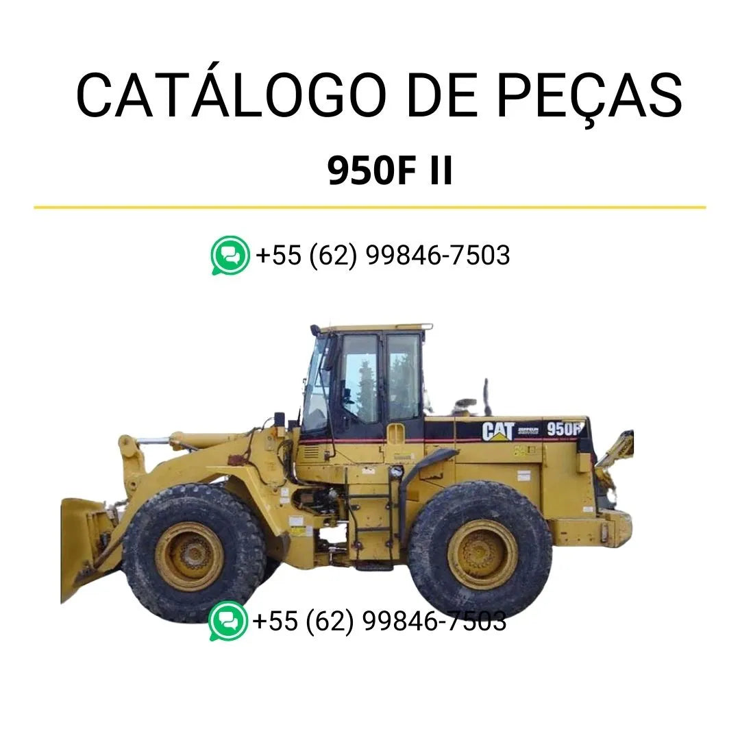 Catálogo de peças Caterpillar 950F II em PDF com ilustrações técnicas e lista completa de componentes da carregadeira de rodas.