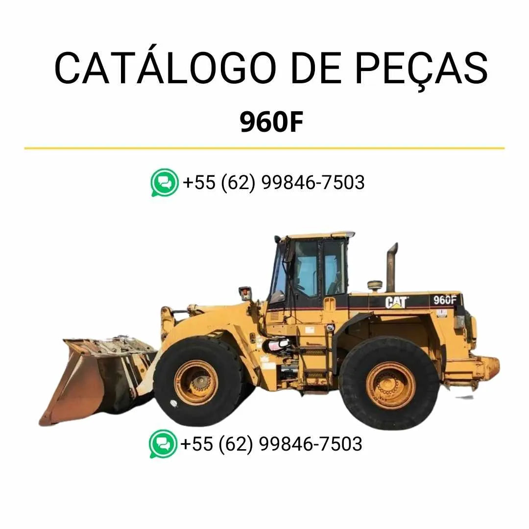 Catálogo de peças Caterpillar 960F em PDF com ilustrações técnicas detalhadas e lista completa de componentes originais da carregadeira de rodas.