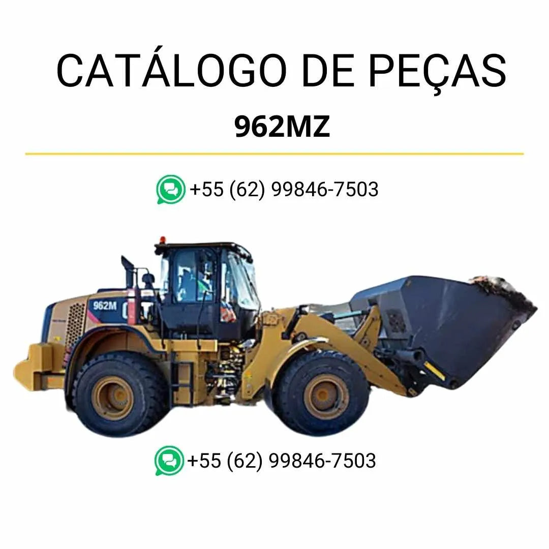 Catálogo de peças Caterpillar 962MZ em PDF com ilustrações técnicas detalhadas e lista completa de componentes da carregadeira de rodas.