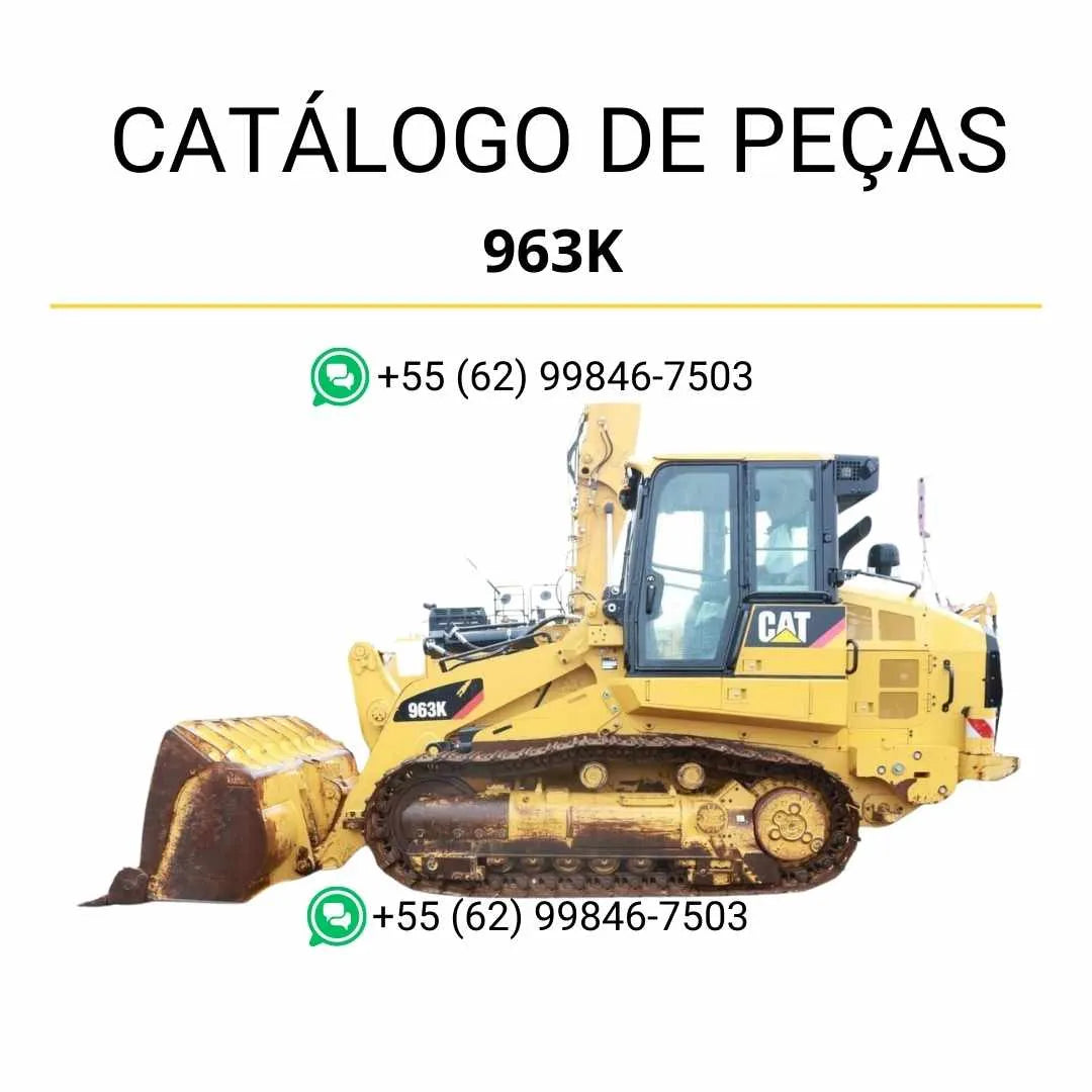 Catálogo de peças Caterpillar 963K em PDF com diagramas técnicos detalhados e lista completa de componentes originais da carregadeira de esteira.