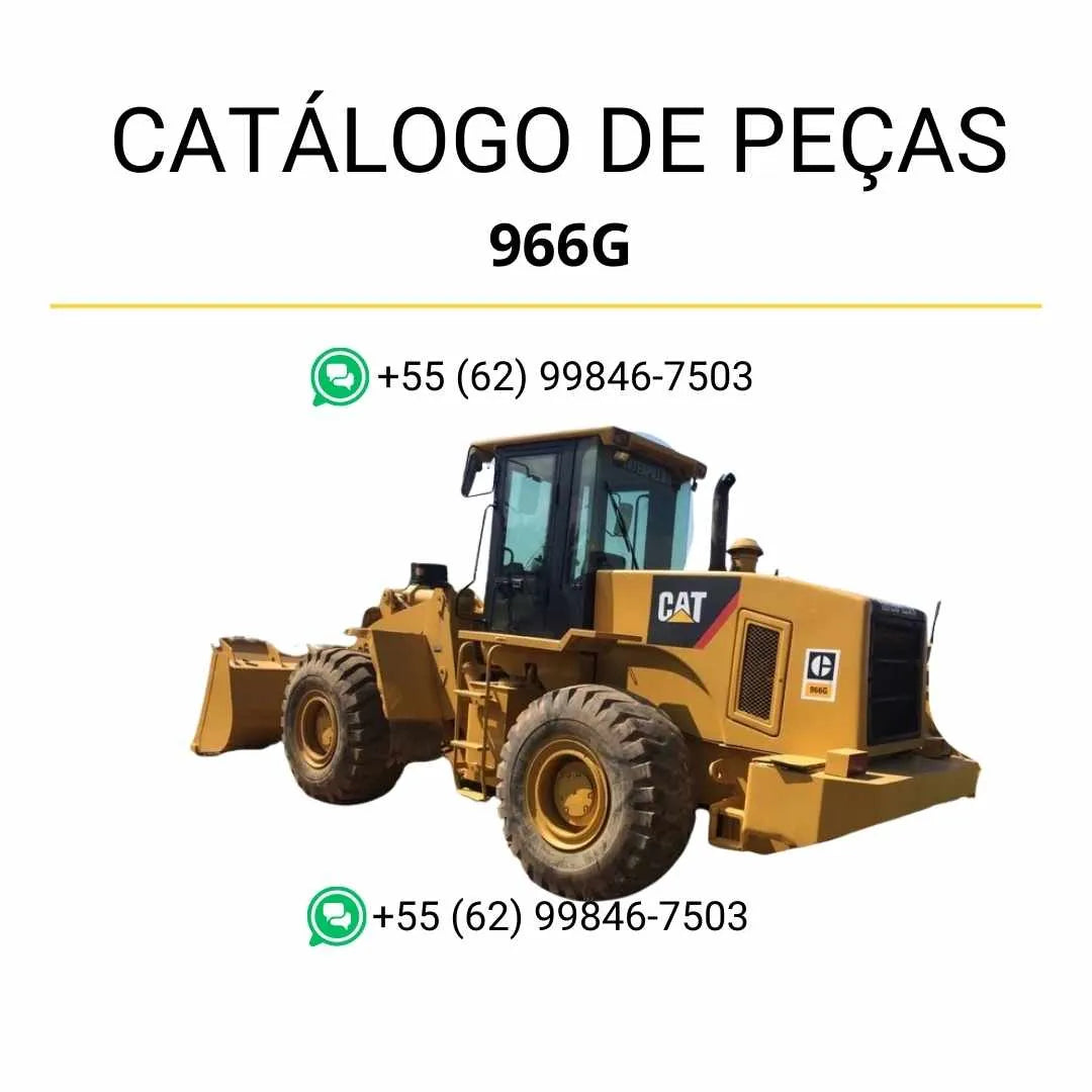 Catálogo de peças Caterpillar 966G em PDF com ilustrações técnicas detalhadas e relação completa de componentes originais da carregadeira.