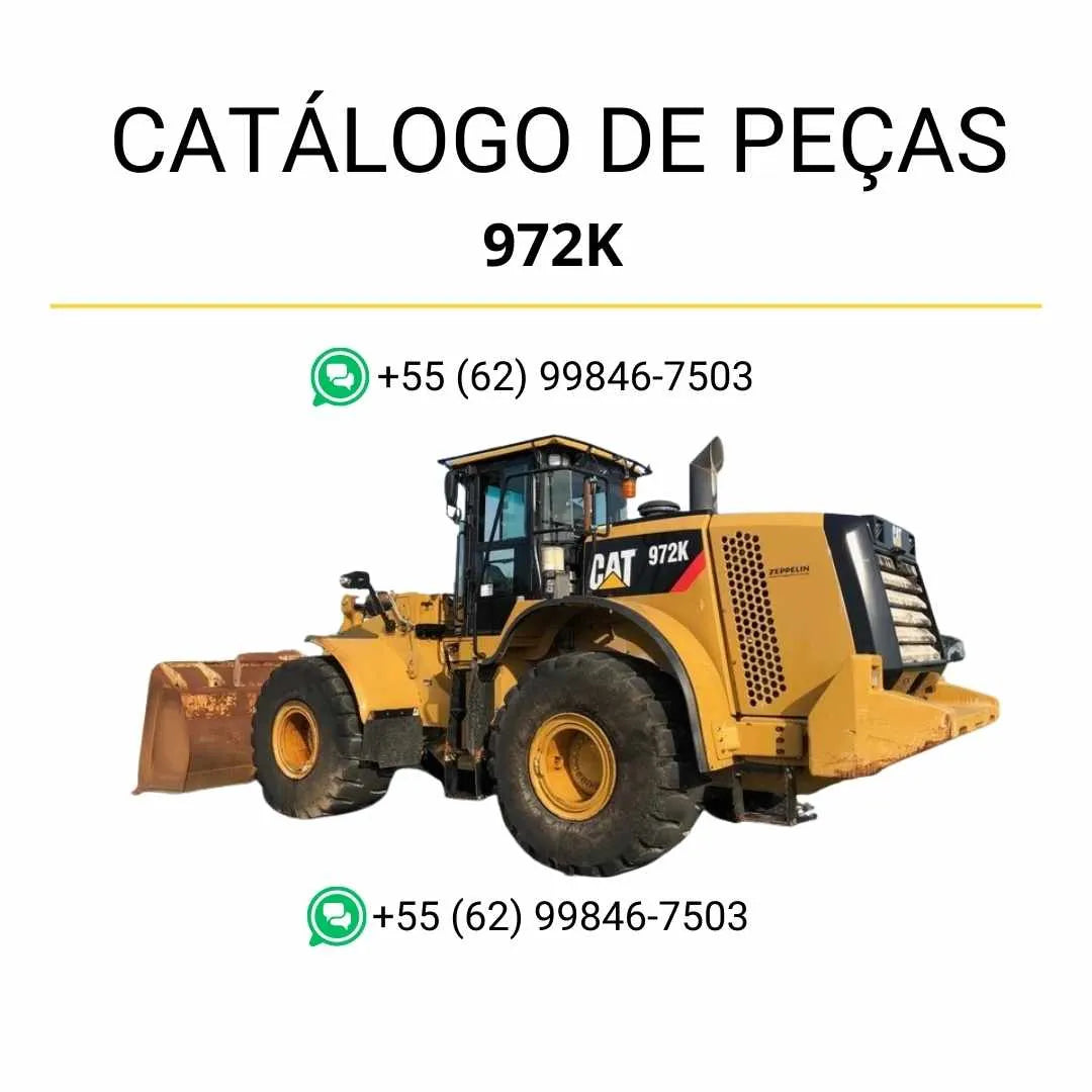 Catálogo de peças Caterpillar 972K em PDF, com ilustrações técnicas detalhadas e lista completa de componentes originais da carregadeira de rodas.