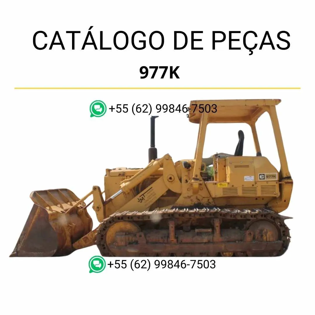 Catálogo de peças Caterpillar 977K em PDF com diagramas técnicos precisos e lista completa de componentes originais da carregadeira de esteira.