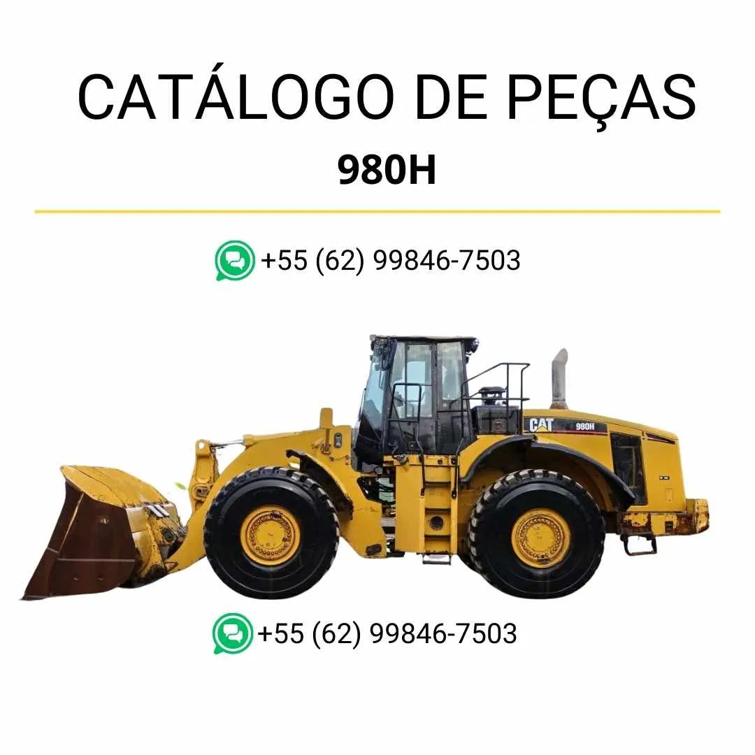 Catálogo de peças Caterpillar 980H em PDF com diagramas ilustrados e relação completa de componentes originais da carregadeira de rodas.
