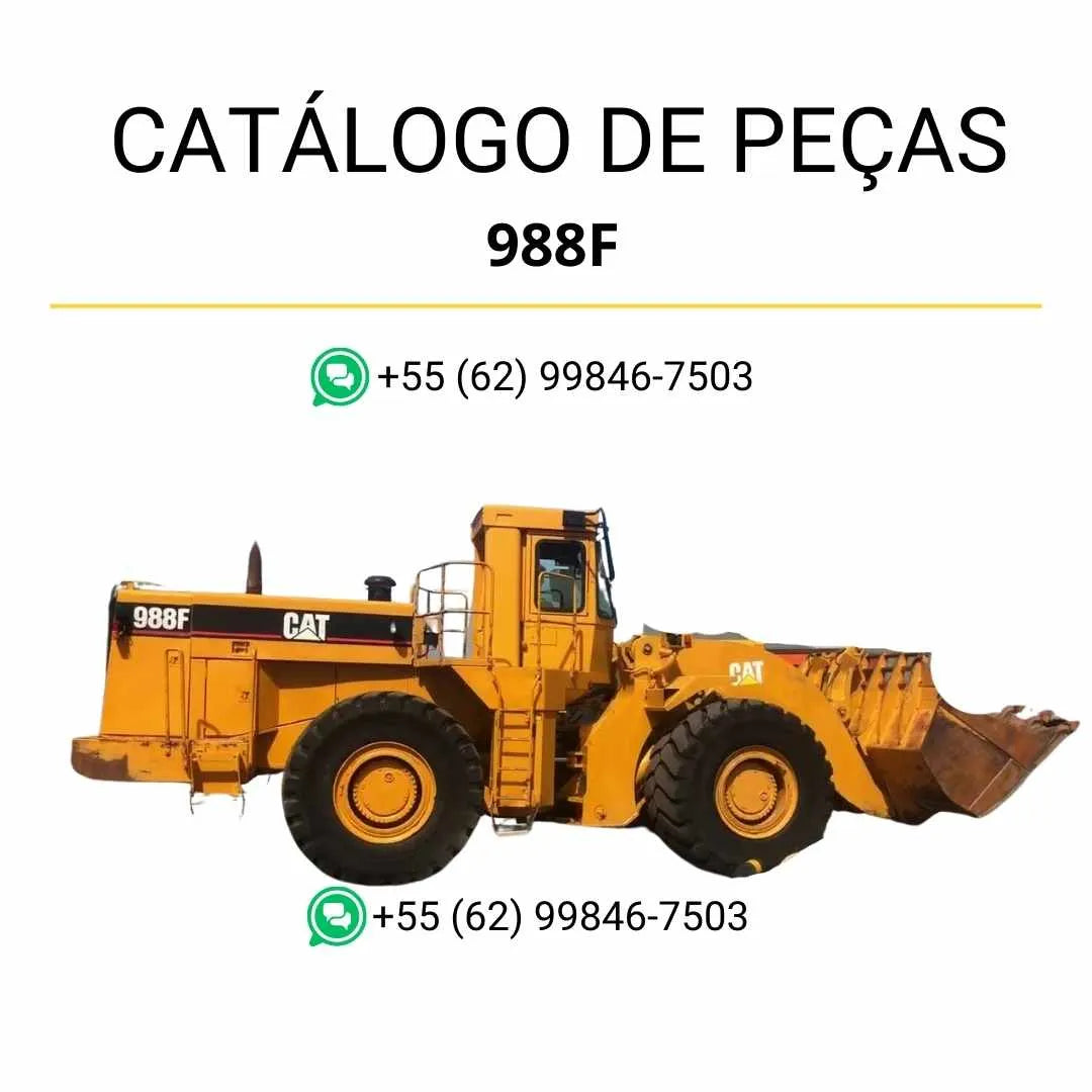 Catálogo de peças Caterpillar 988F em PDF com ilustrações técnicas e lista completa de componentes da carregadeira de rodas.