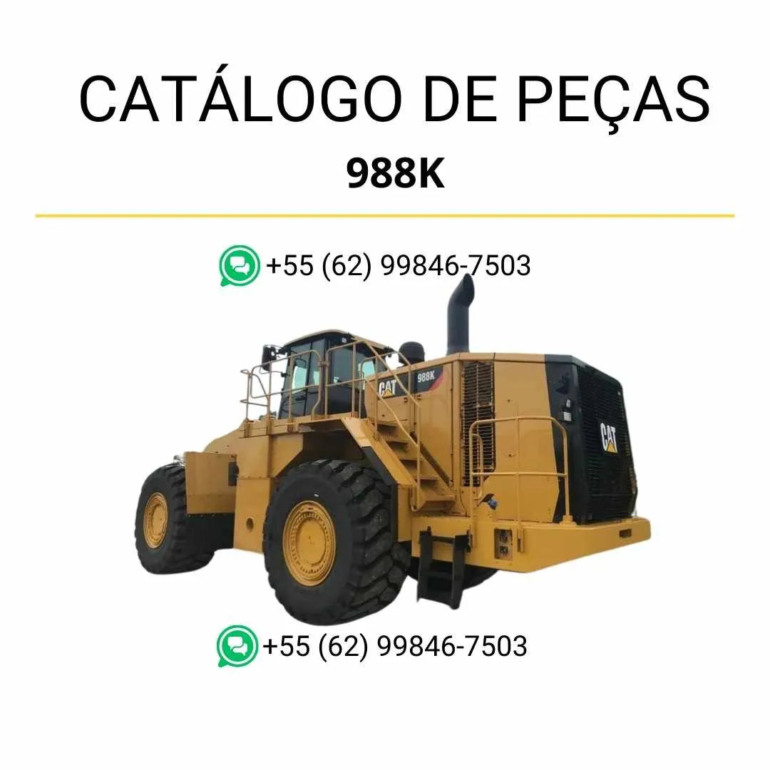 Catálogo de peças Caterpillar 988K em PDF com diagramas ilustrados e lista detalhada de componentes originais da carregadeira de rodas.
