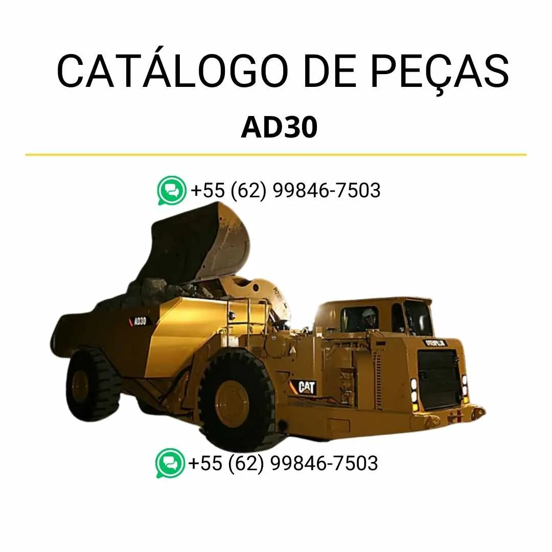 Catálogo de peças Caterpillar AD30 em PDF com diagramas técnicos e lista completa de componentes originais do caminhão articulado subterrâneo.