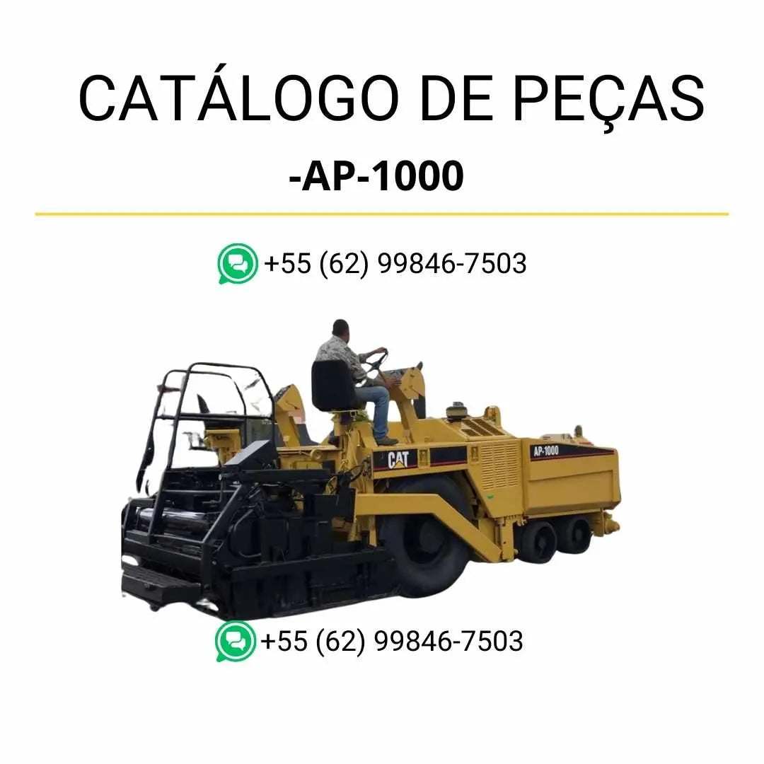 Catálogo de peças Caterpillar AP1000 em PDF com ilustrações técnicas detalhadas e lista completa dos componentes originais da pavimentadora de asfalto.