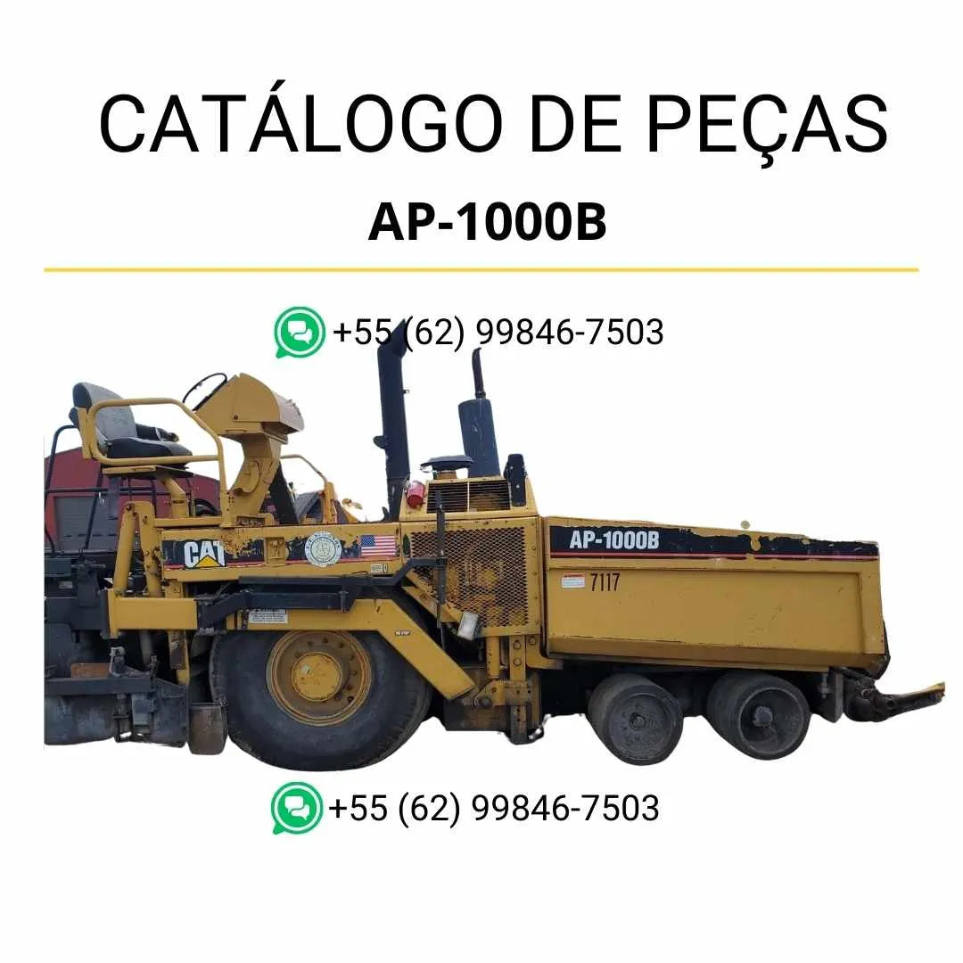 Catálogo de peças Caterpillar AP1000B em PDF com diagramas técnicos e lista detalhada de componentes originais da pavimentadora de asfalto.