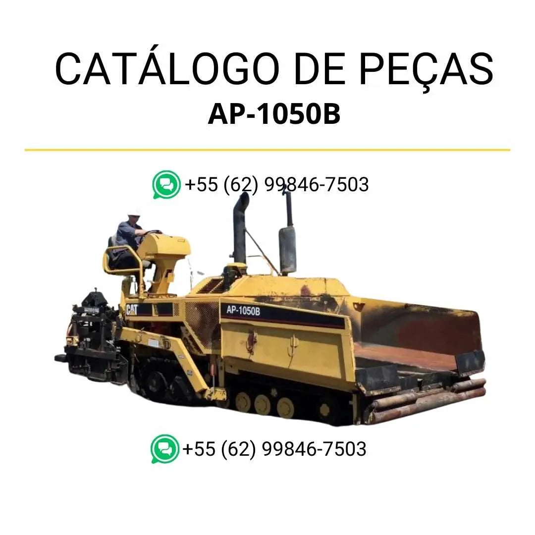 Catálogo de peças Caterpillar AP1050B em PDF com ilustrações técnicas precisas e lista detalhada dos componentes originais da pavimentadora de asfalto.