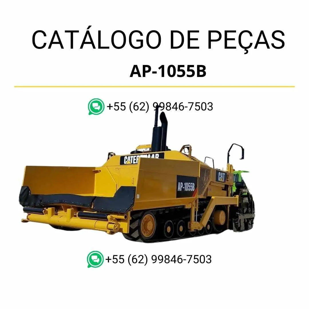 Catálogo de peças Caterpillar AP1055B em PDF com diagramas técnicos detalhados e lista completa dos componentes originais da pavimentadora de asfalto.