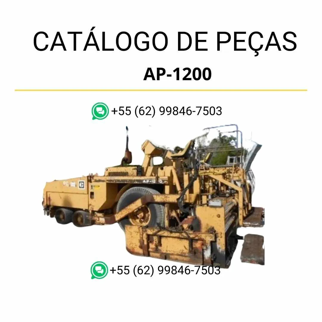 Catálogo de peças Caterpillar AP1200 em PDF com ilustrações técnicas e lista detalhada de componentes da pavimentadora de asfalto.