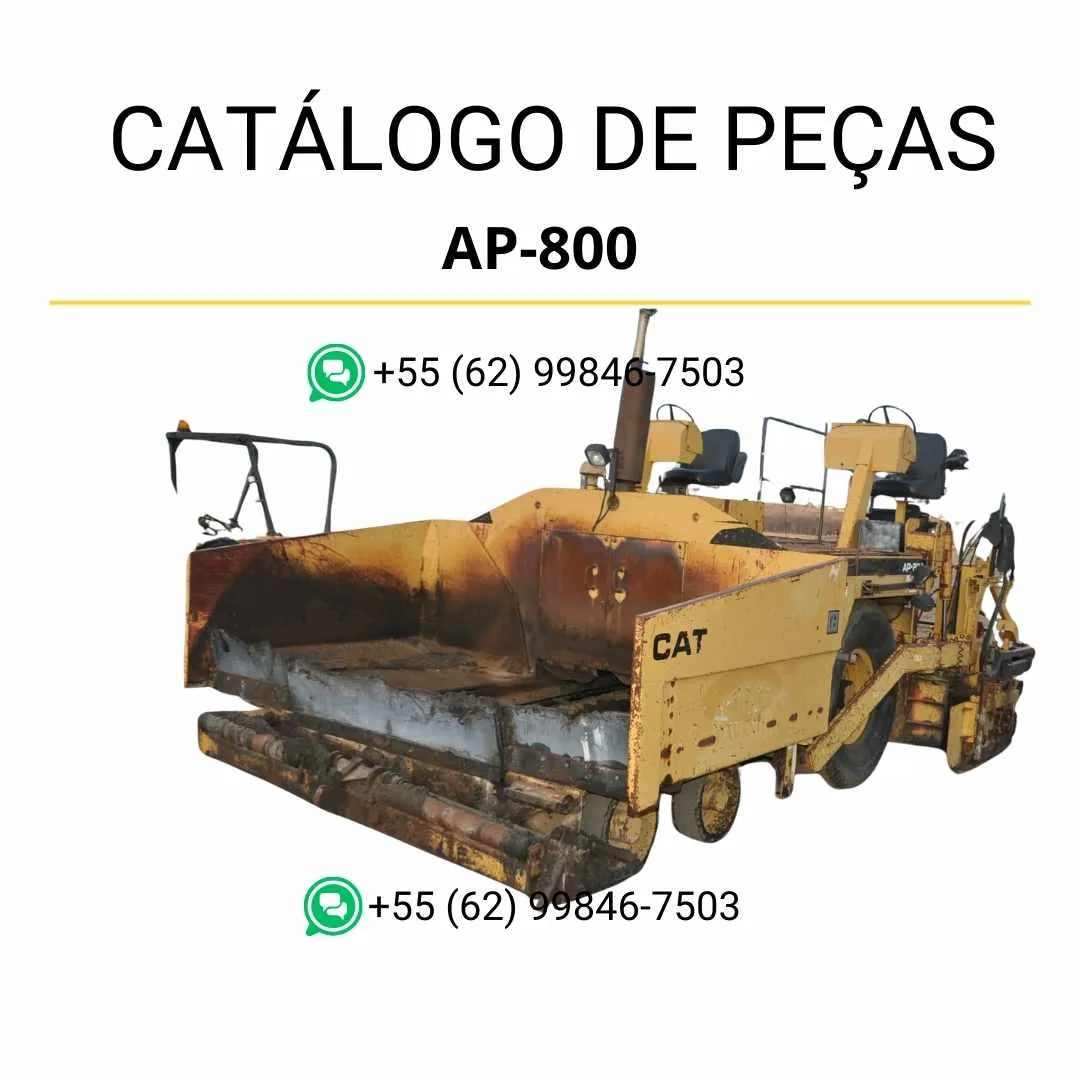 Catálogo de peças Caterpillar AP-800 em PDF com ilustrações técnicas detalhadas e identificação completa dos componentes da pavimentadora de asfalto.