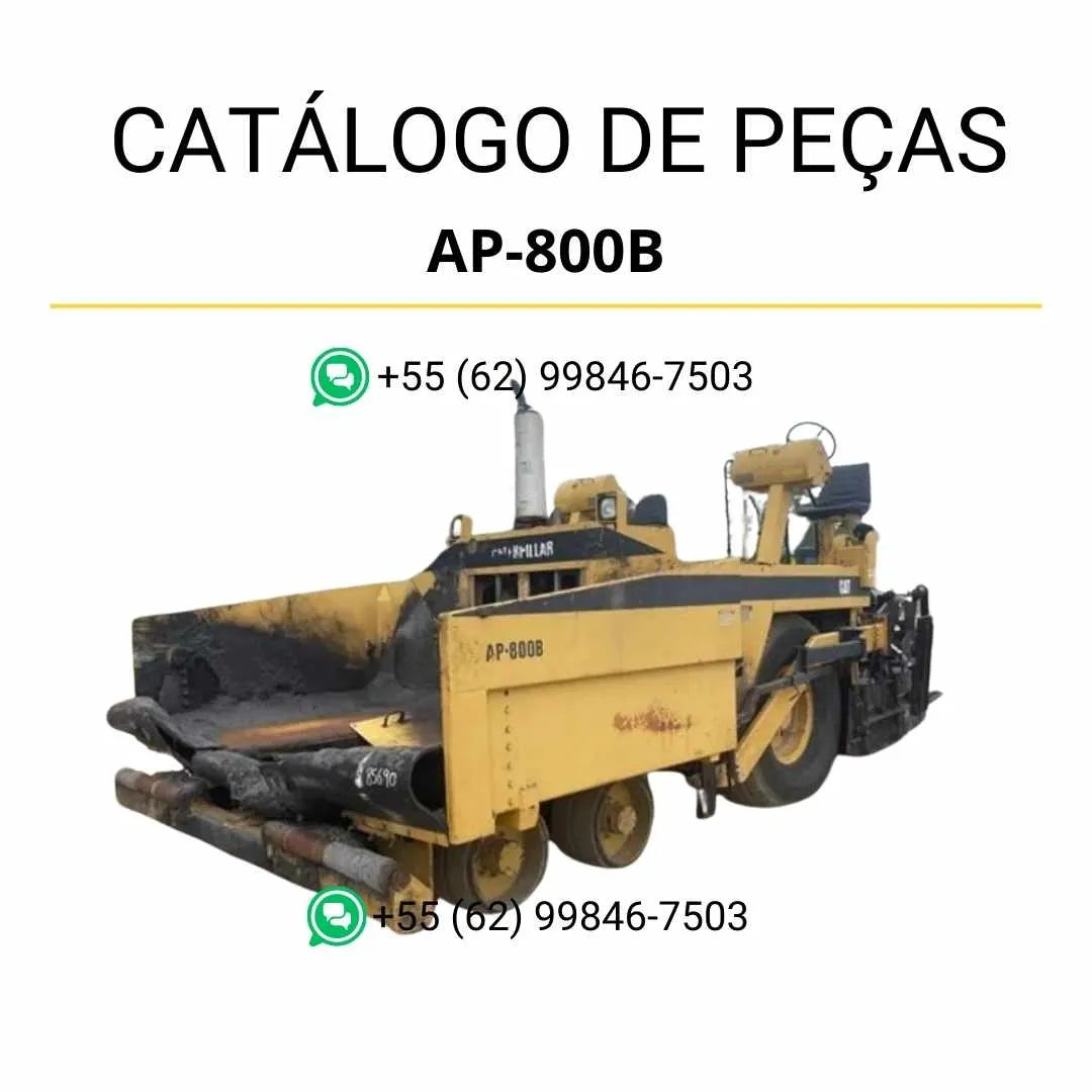 Catálogo de peças Caterpillar AP-800B em PDF com ilustrações técnicas precisas e lista detalhada dos componentes da pavimentadora de asfalto.
