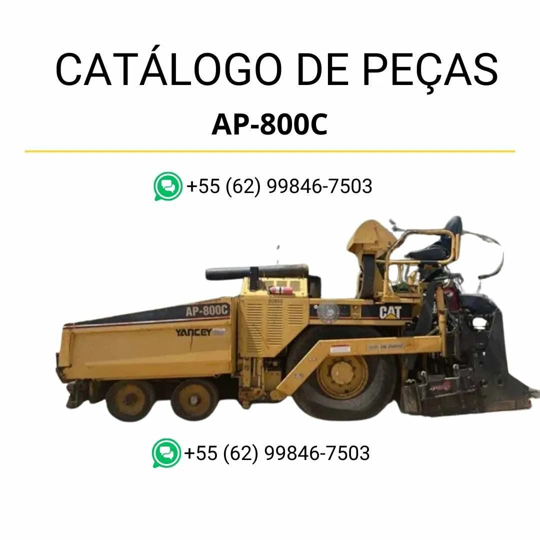 Catálogo de peças Caterpillar AP-800C em PDF com diagramas técnicos detalhados e identificação completa dos componentes da pavimentadora de asfalto.