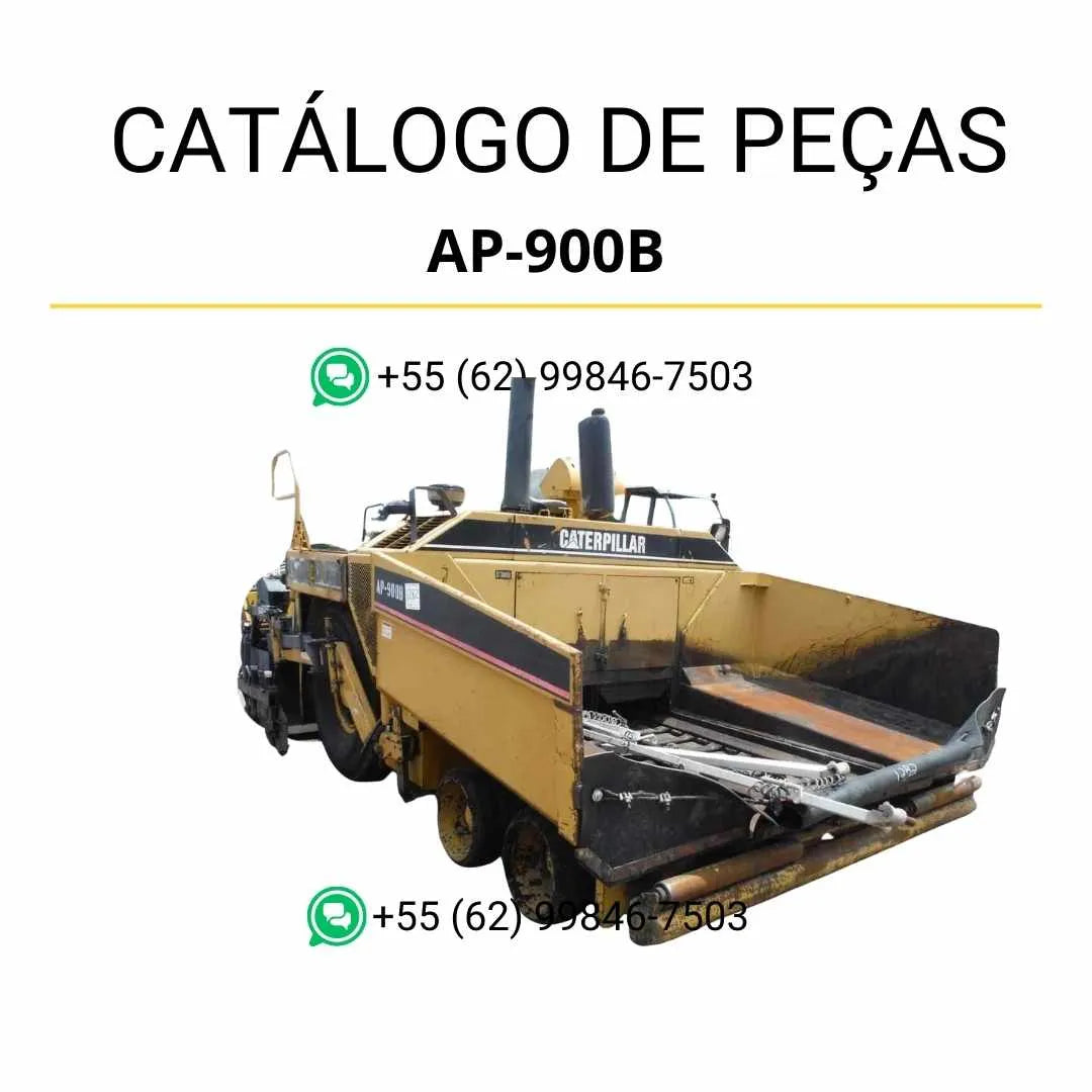 Catálogo de peças Caterpillar AP900B em PDF com diagramas técnicos detalhados e lista completa dos componentes da pavimentadora de asfalto.