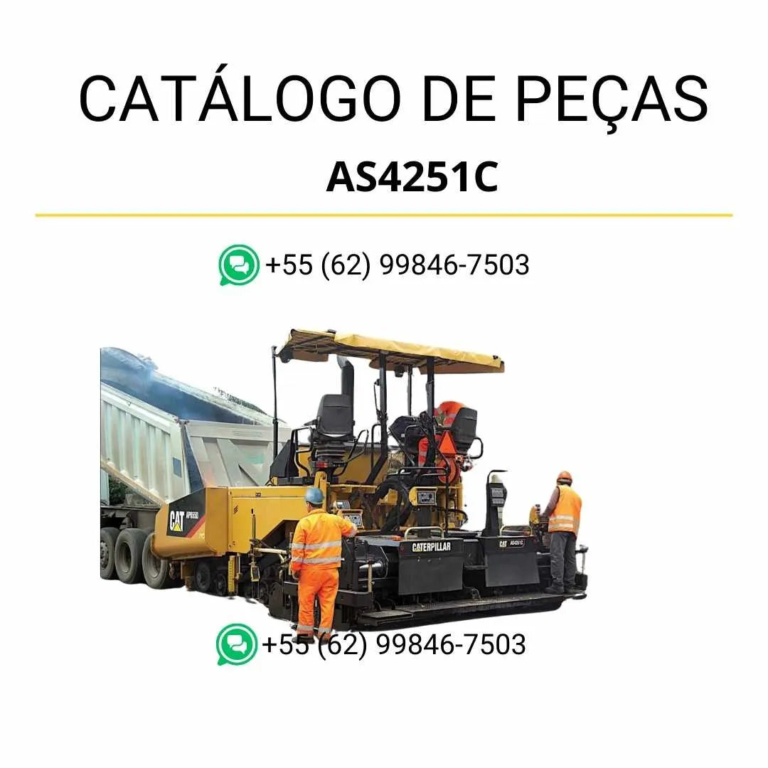 Catálogo de peças Caterpillar AS4251C em PDF com ilustrações técnicas e lista detalhada de componentes da pavimentadora de asfalto.