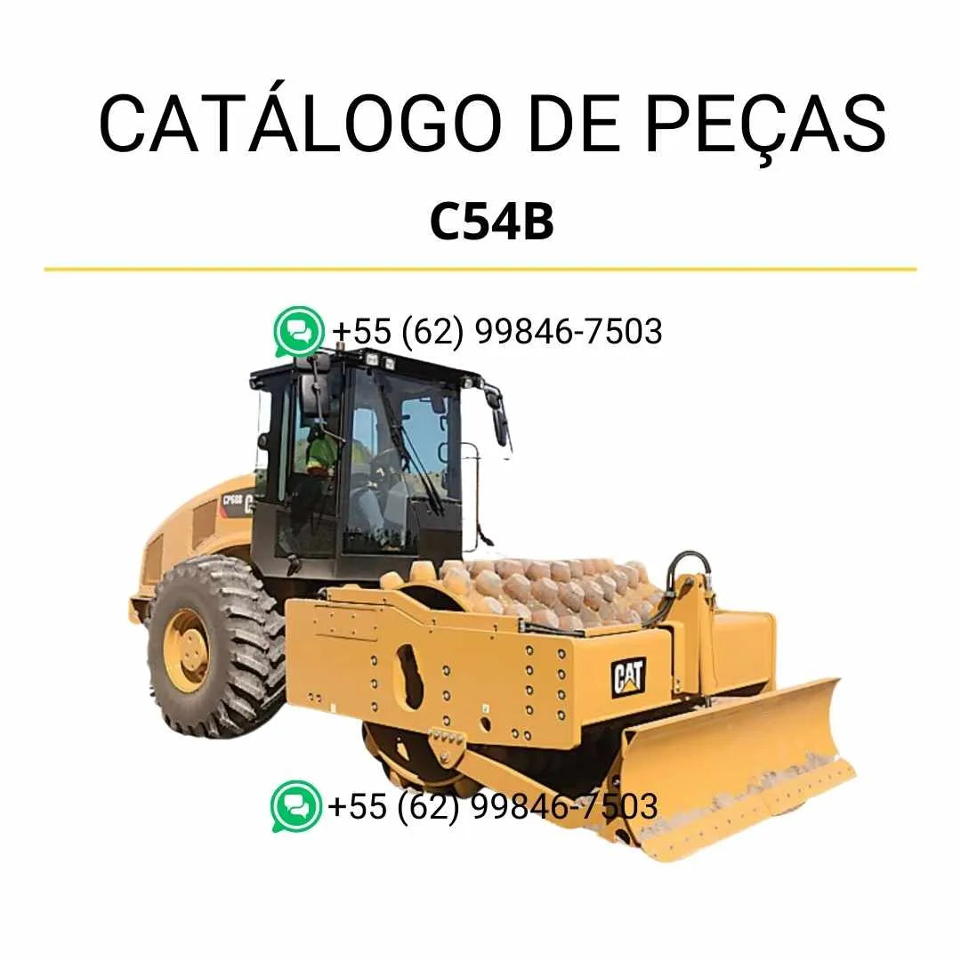 Catálogo de peças Caterpillar C54B em PDF com ilustrações técnicas e lista completa dos componentes originais do rolo compactador vibratório.