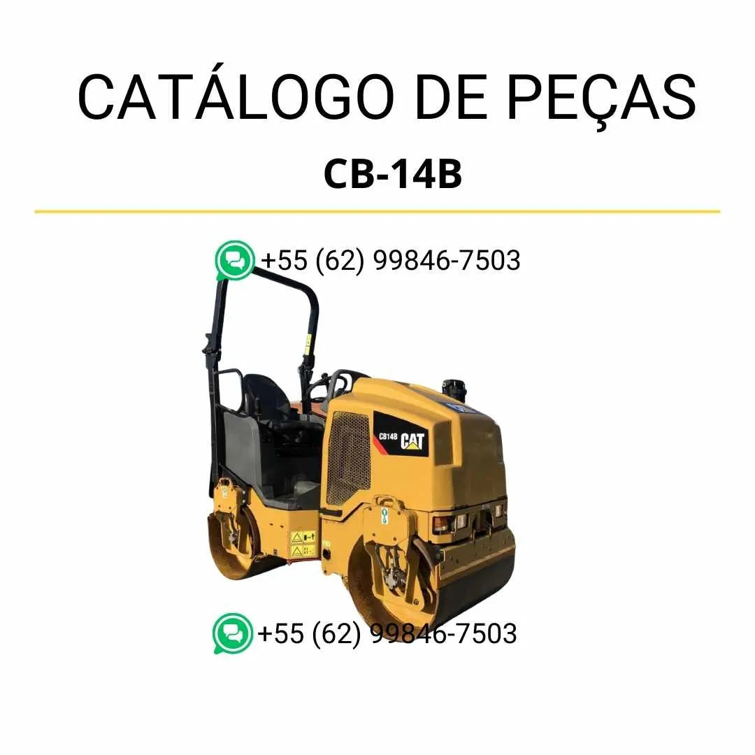 Catálogo de peças Caterpillar CB-14B em PDF com ilustrações técnicas e lista completa dos componentes originais do rolo compactador vibratório.