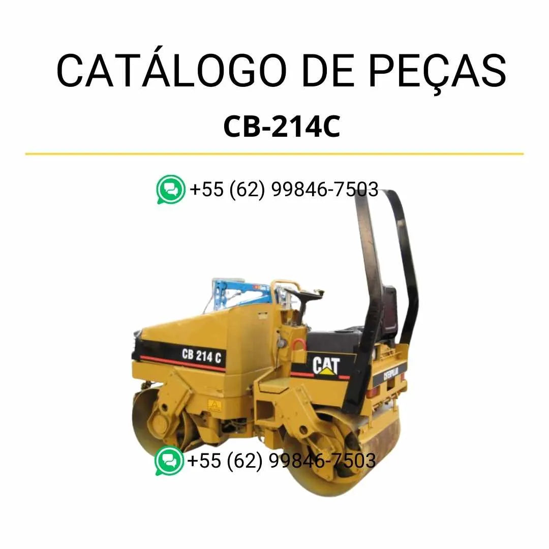 Catálogo de peças Caterpillar CB-214C em PDF com diagramas técnicos precisos, ilustrações detalhadas e lista completa de componentes originais.
