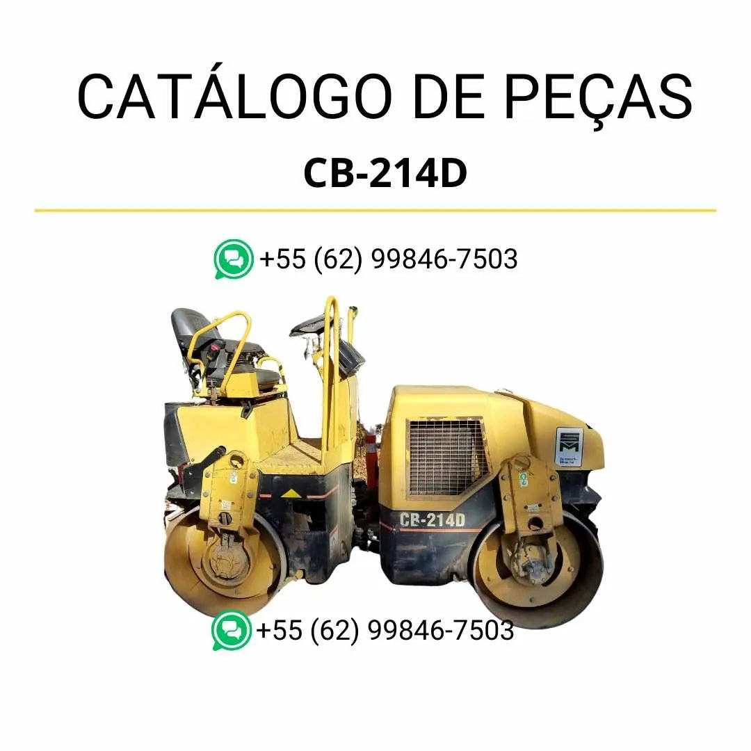 Catálogo de peças Caterpillar CB-214D em PDF com vistas explodidas, ilustrações detalhadas e lista completa de componentes originais.