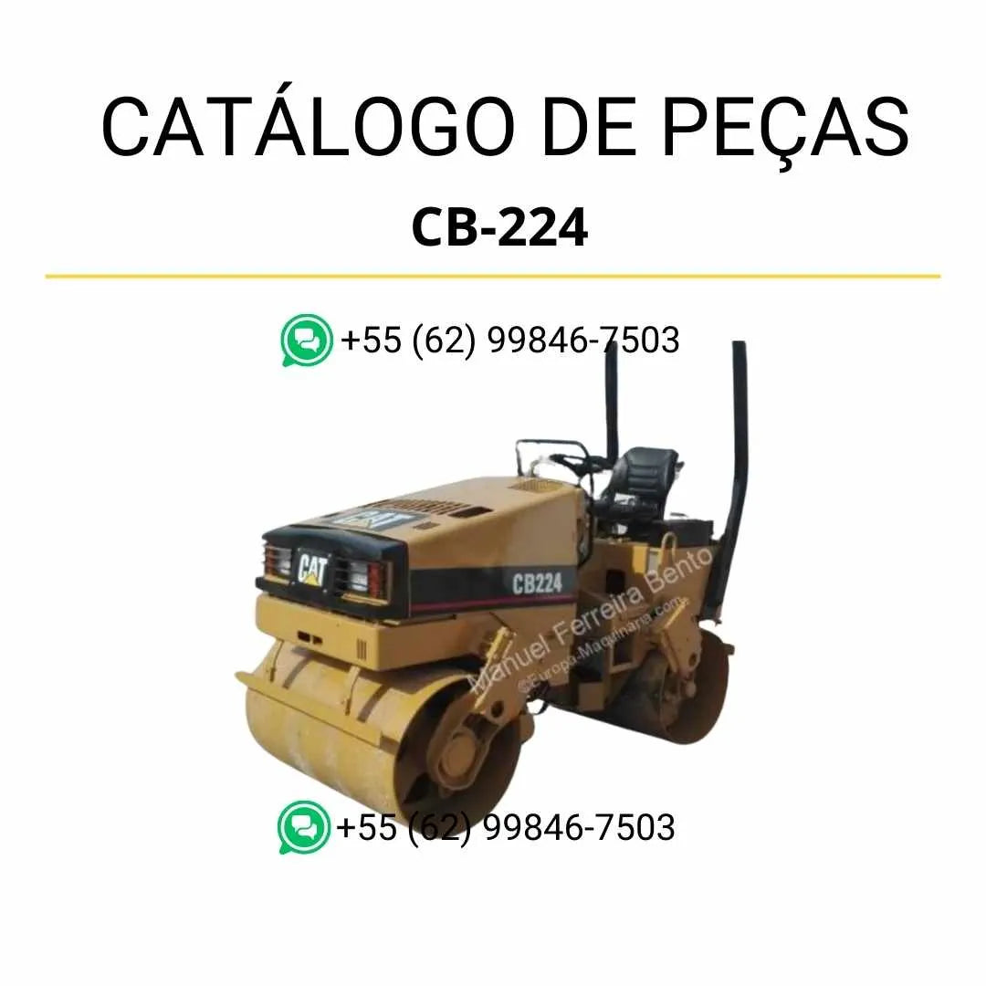 Catálogo de peças Caterpillar CB-224 em PDF com ilustrações técnicas detalhadas e identificação completa de componentes originais da máquina.